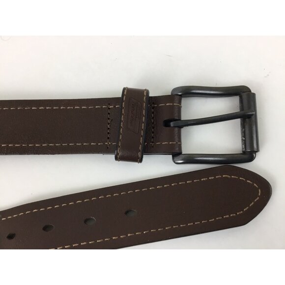 Genuine Dickies Brand Men’s Brown Leather Belt Size 36 Double Stitched EUC - Picture 3 of 6
